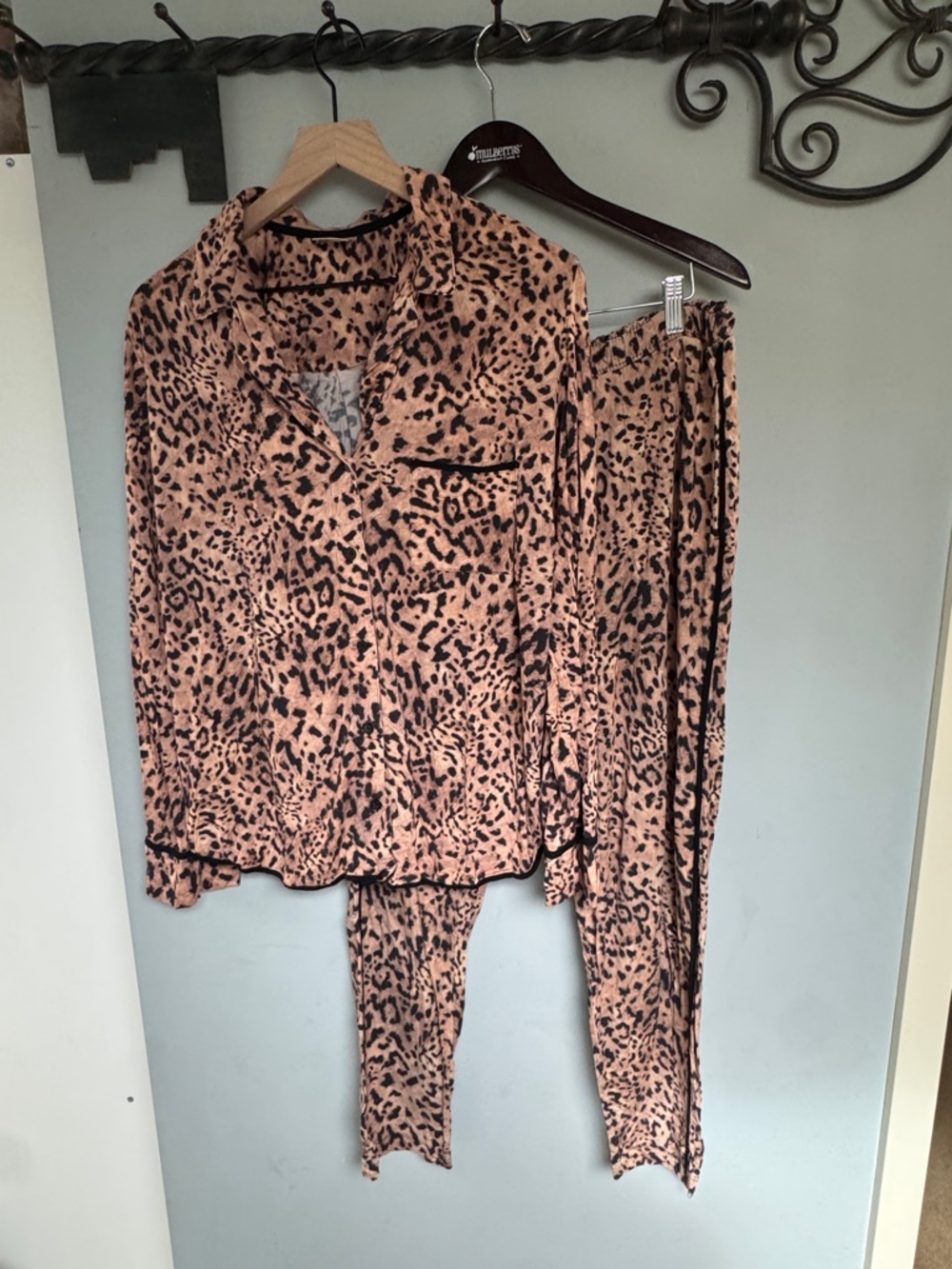Soma Cool Nights Leopard Print Pajama Set - Tan & Black